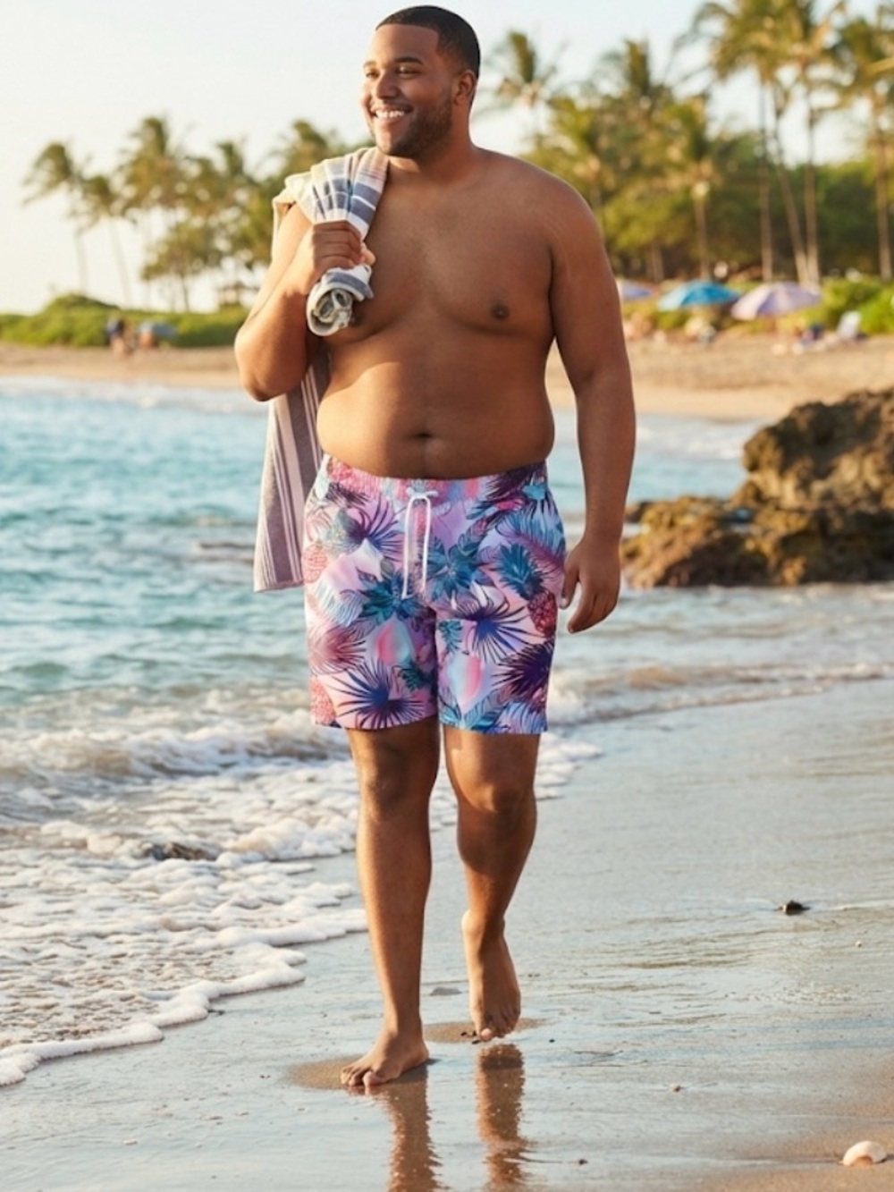 Good Vibes by DRILL Clothing Co Men’s 2XL Tropical Stretch Swim Trunks